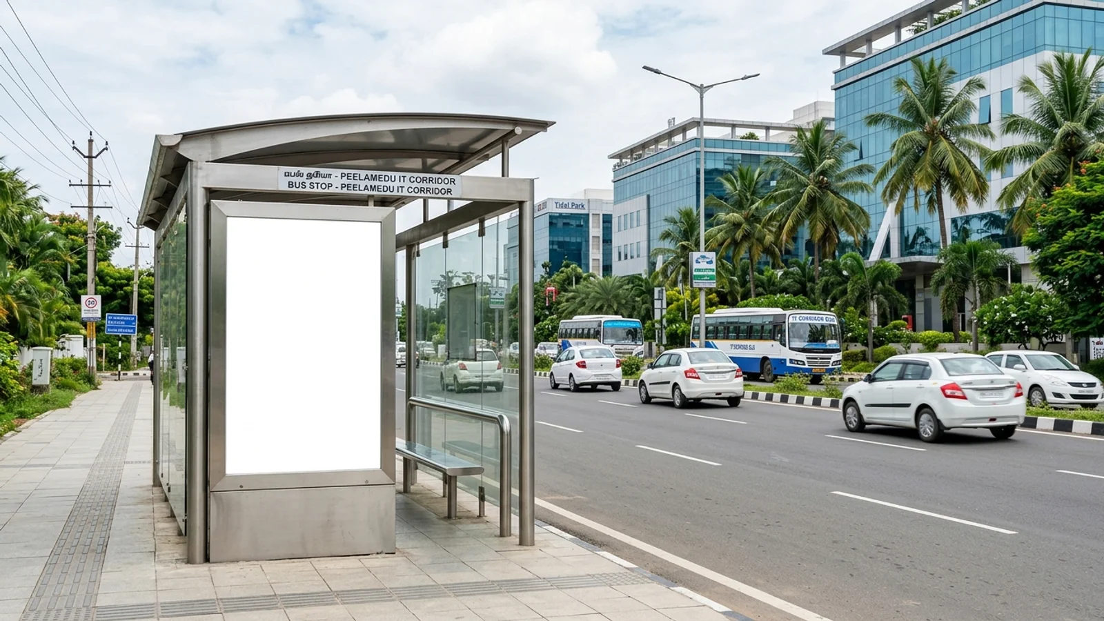 Bus Queue Shelter at Coimbatore R S Puram West, Coimbatore — back-lit outdoor advertising