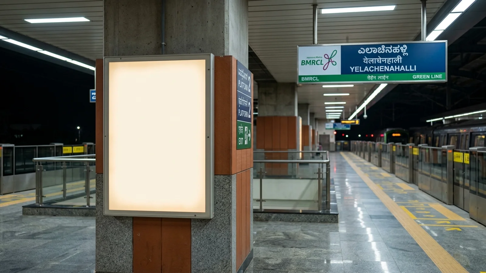 Metro Standee at Standee at Metro Station Majestic, Bangalore, Bangalore — non-lit transit advertising