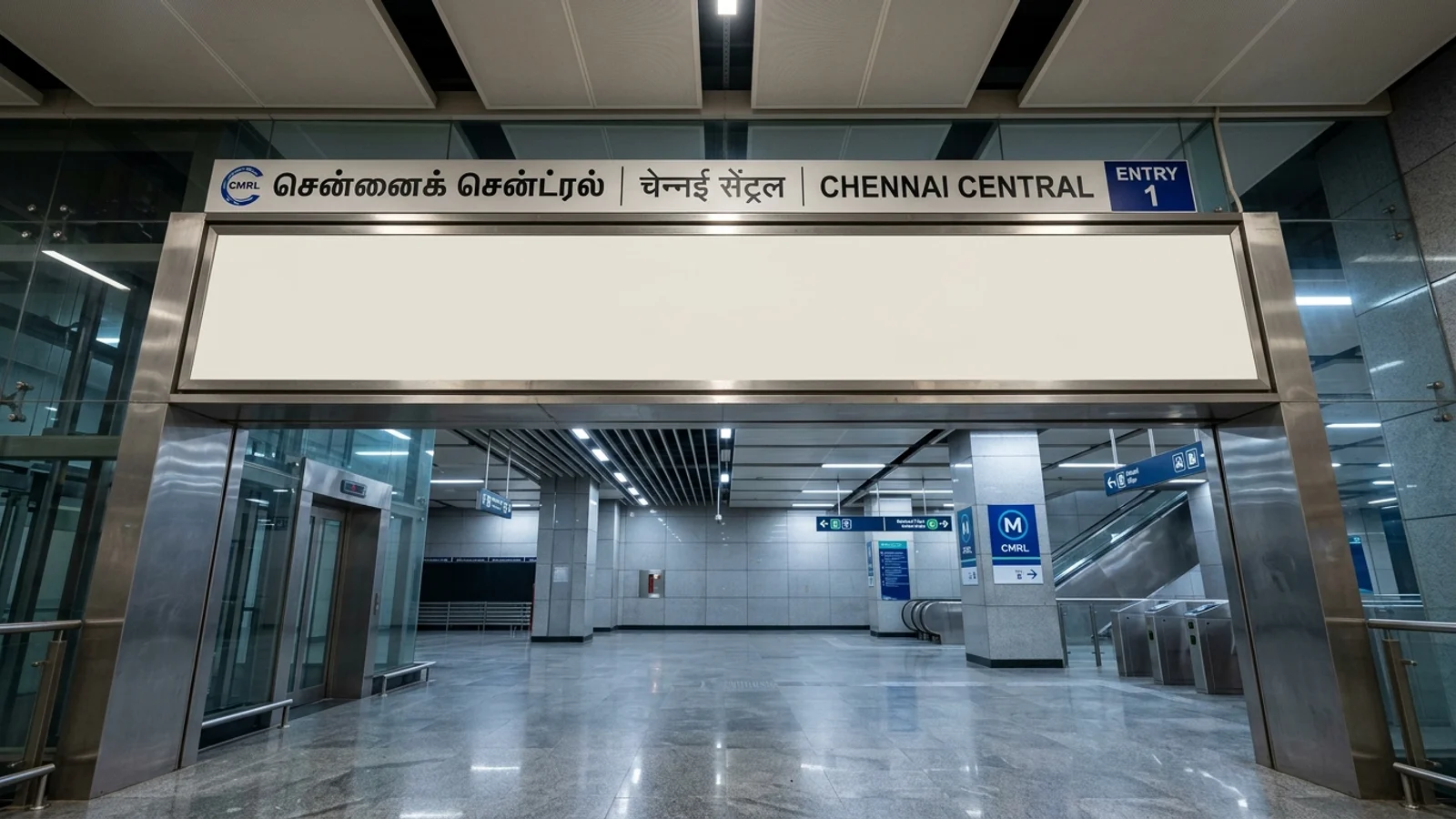 Metro Platform Screen Door at Platform Screen Door at Metro Station Nandanam, Chennai, Chennai — non-lit transit advertising