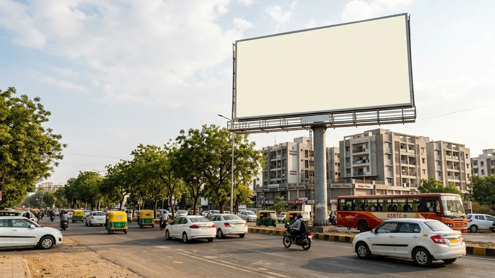 Hoarding at Kapodra Patiya, Surat — 30x20 ft front-lit outdoor advertising