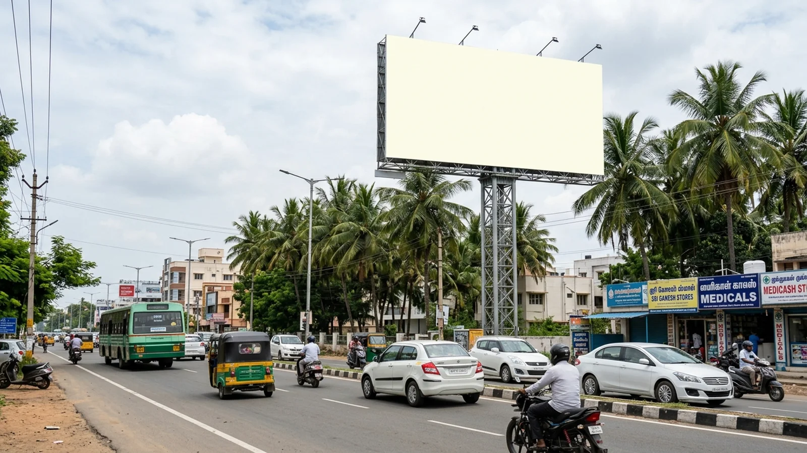 Bus Queue Shelter at Ukkadam, Coimbatore — back-lit outdoor advertising