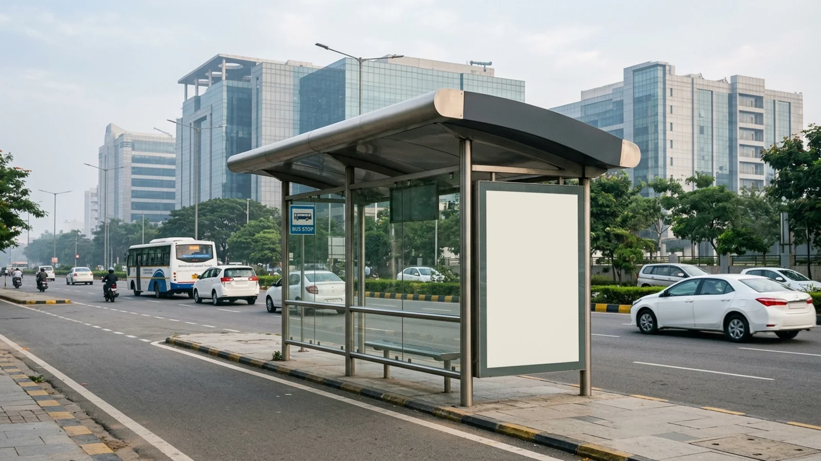 Bus Queue Shelter at HBR Layout, Bangalore — back-lit outdoor advertising