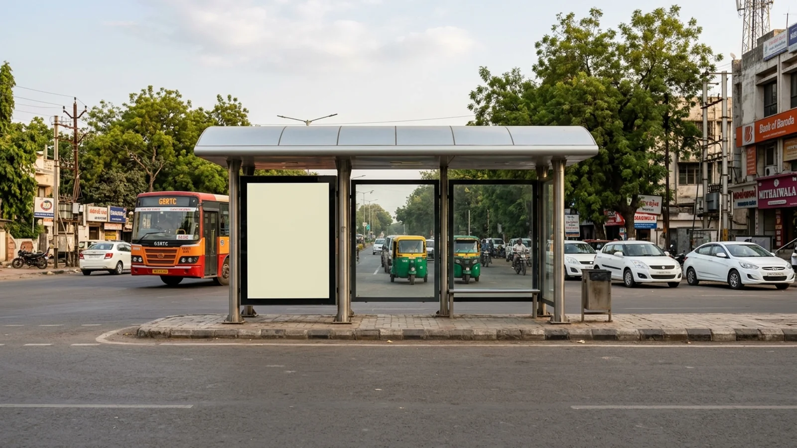 Hoarding at Alkapuri, Vadodara — 20x20 ft front-lit outdoor advertising