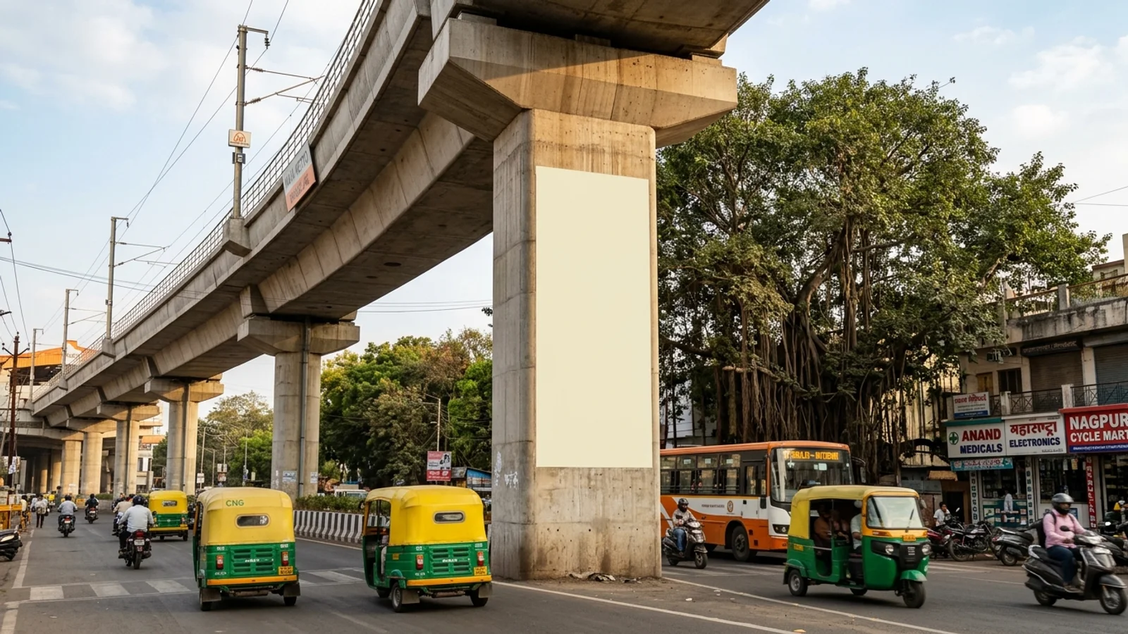 Metro Pillar at Ambazari, Nagpur — 5x8 ft back-lit outdoor advertising