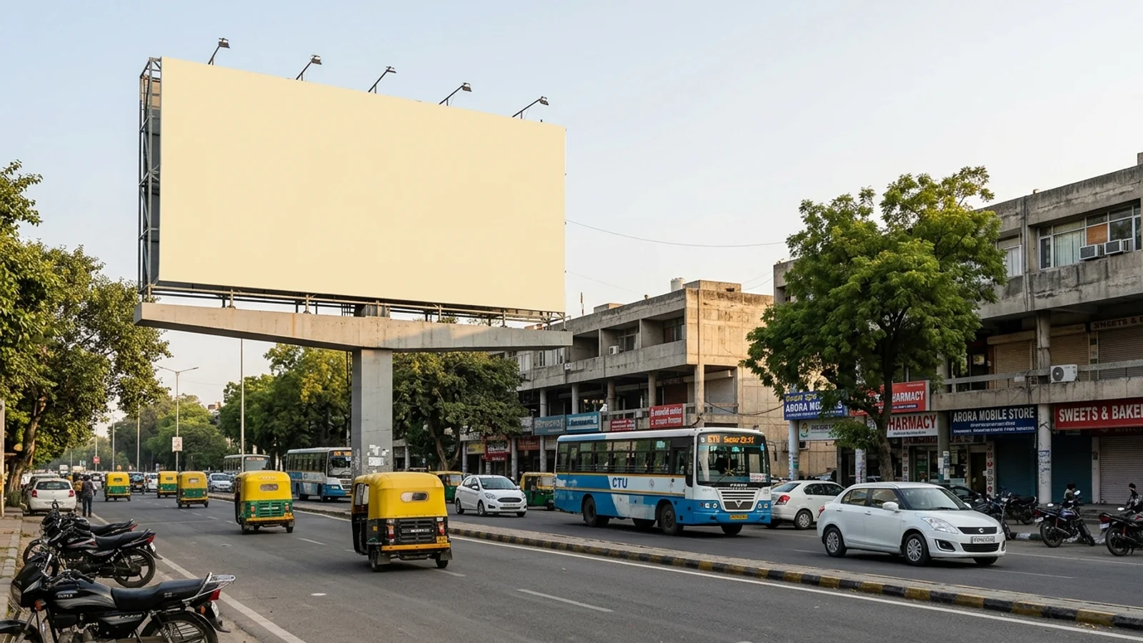 Hoarding at Sector 17, Chandigarh — 10x7 ft back-lit outdoor advertising