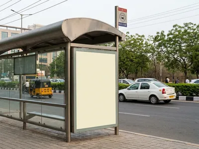 Bus Queue Shelter at Bus Shelter -, Jubilee Hills, Hyderabad, 61168, Hyderabad — outdoor advertising