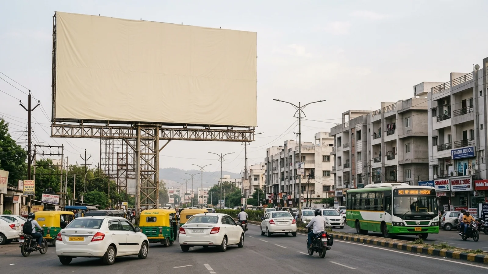Bus Queue Shelter at Arera Hills, Bhopal — back-lit outdoor advertising