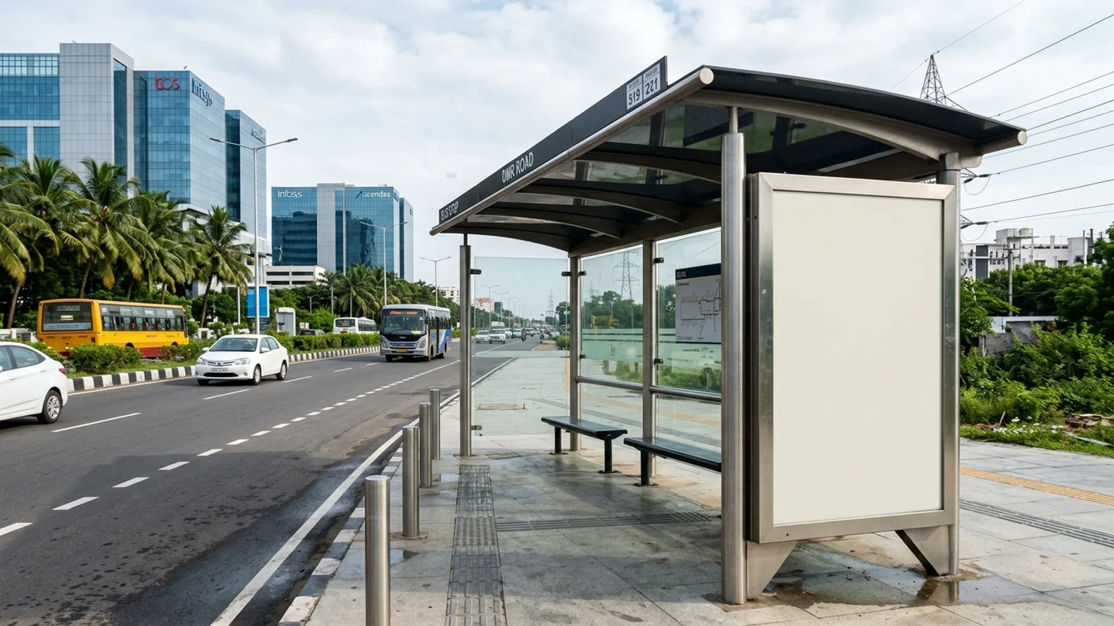Bus Queue Shelter at Saidapet, Chennai — back-lit outdoor advertising