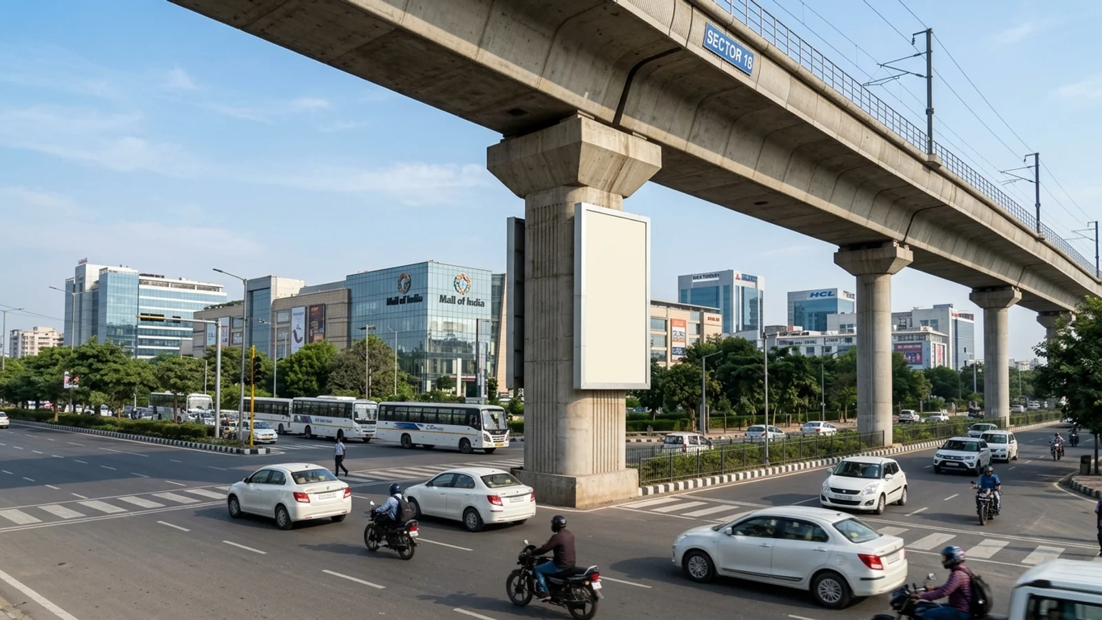 Metro Pillar at Sector 71, Noida — 4x8 ft back-lit outdoor advertising
