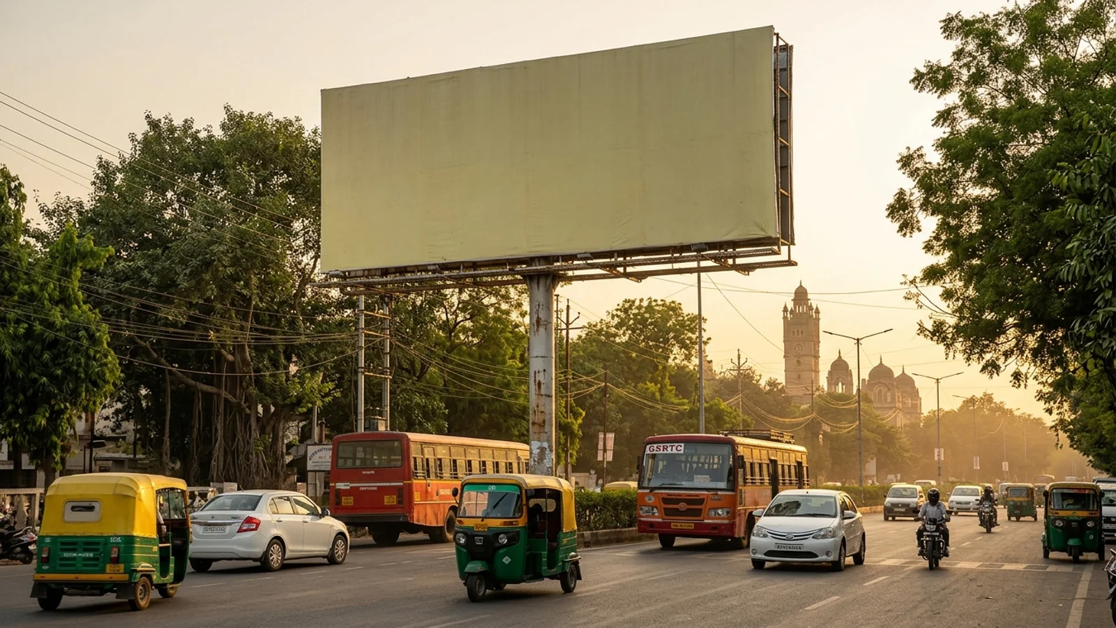 Hoarding at Soma Talav, Vadodara — 30x30 ft non-lit outdoor advertising