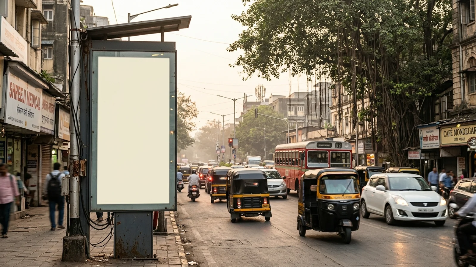 Bus Queue Shelter at Juhu, Mumbai — back-lit outdoor advertising