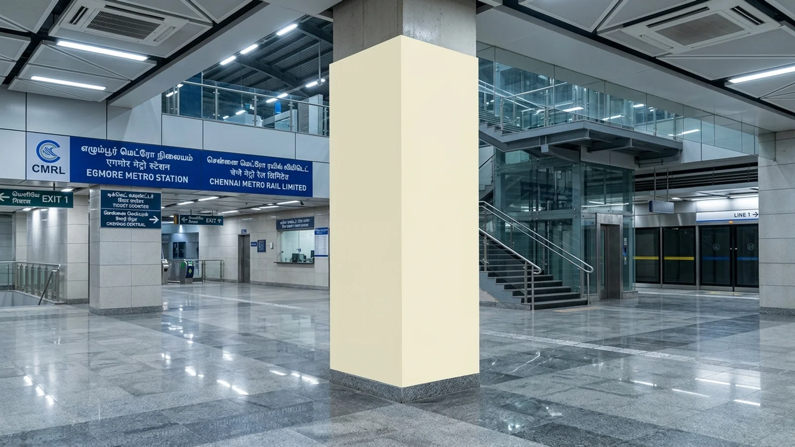 Metro Promotional Space at Promotional Space at Metro Station LIC, Chennai, Chennai — non-lit transit advertising