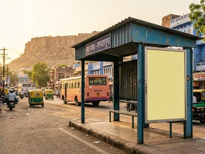 Bus Queue Shelter at Bus Shelter - Railway Colony Jodhpur, 66998, Jodhpur — outdoor advertising