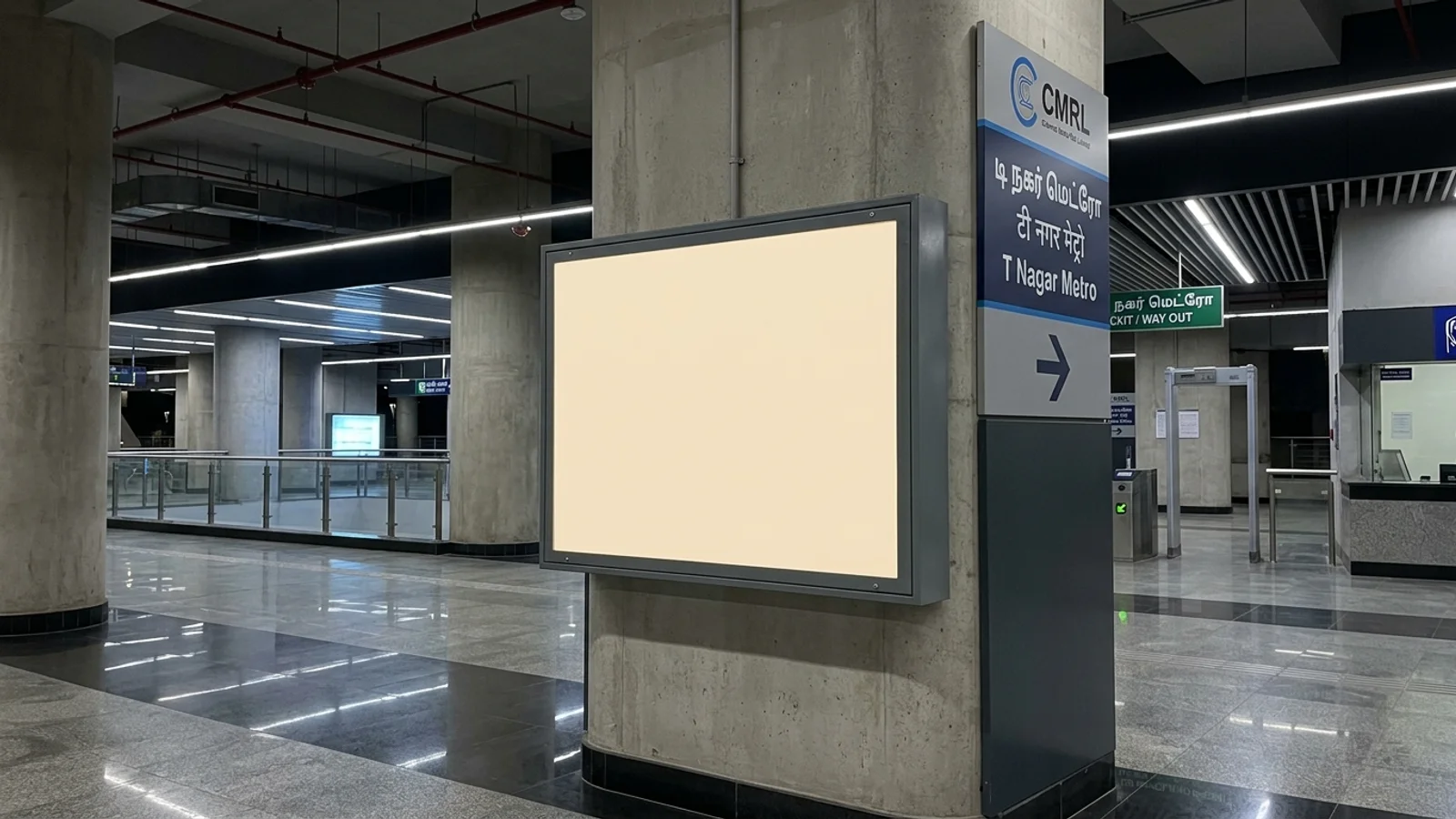 Metro Glow Sign Box at Glow Sign Box at Metro Station AG-DMS, Chennai, Chennai — digital transit advertising