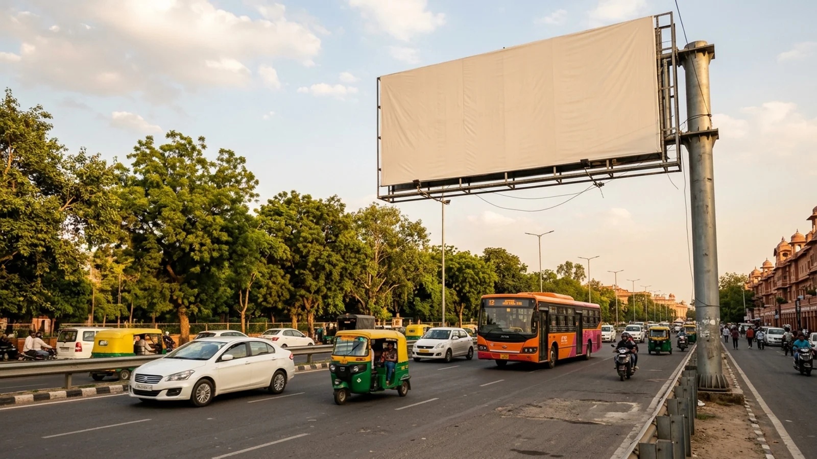 Hoarding at Raja Park, Jaipur — 16x8 ft front-lit outdoor advertising
