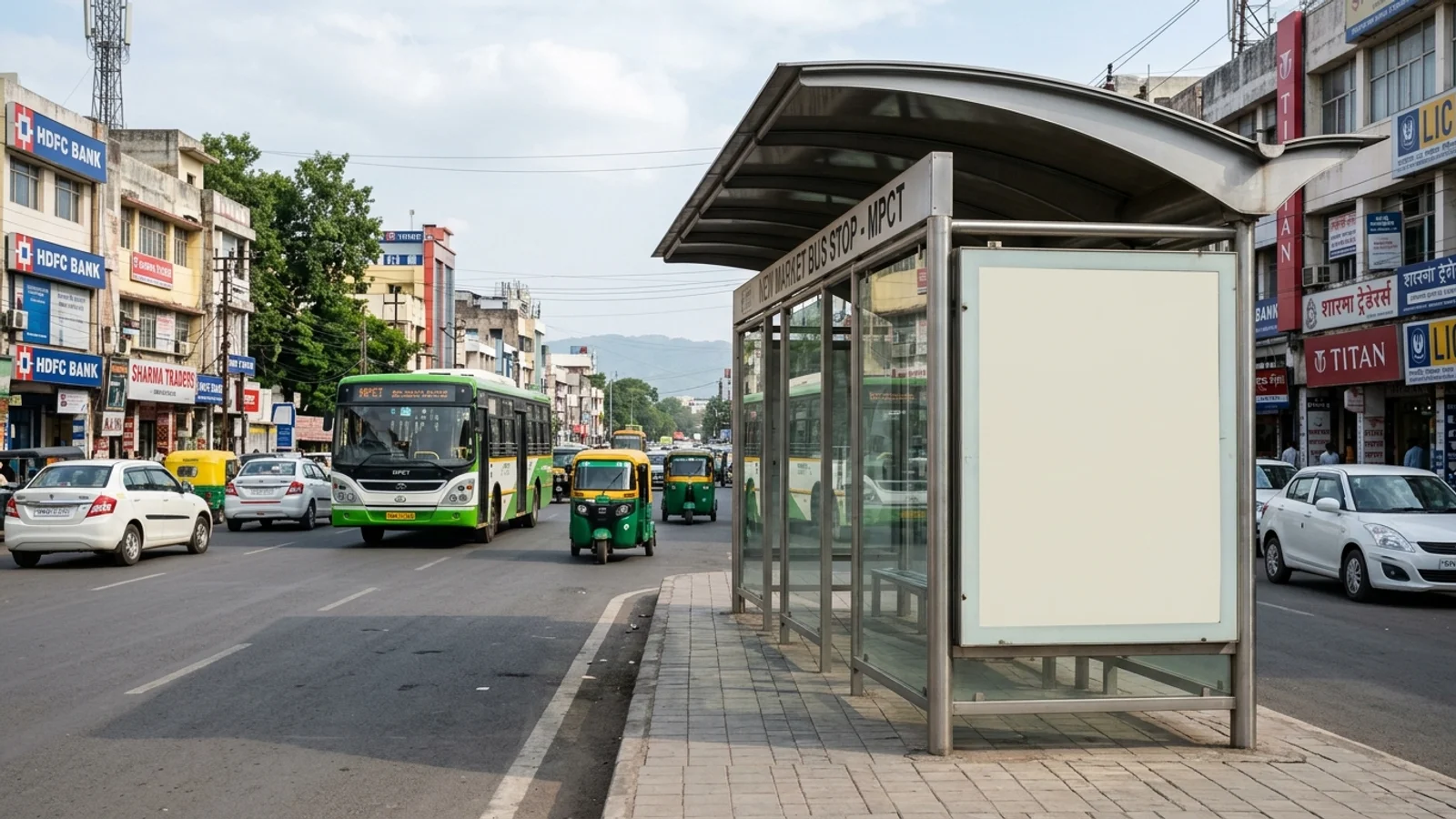 Bus Queue Shelter at Piplani,, Bhopal — back-lit outdoor advertising