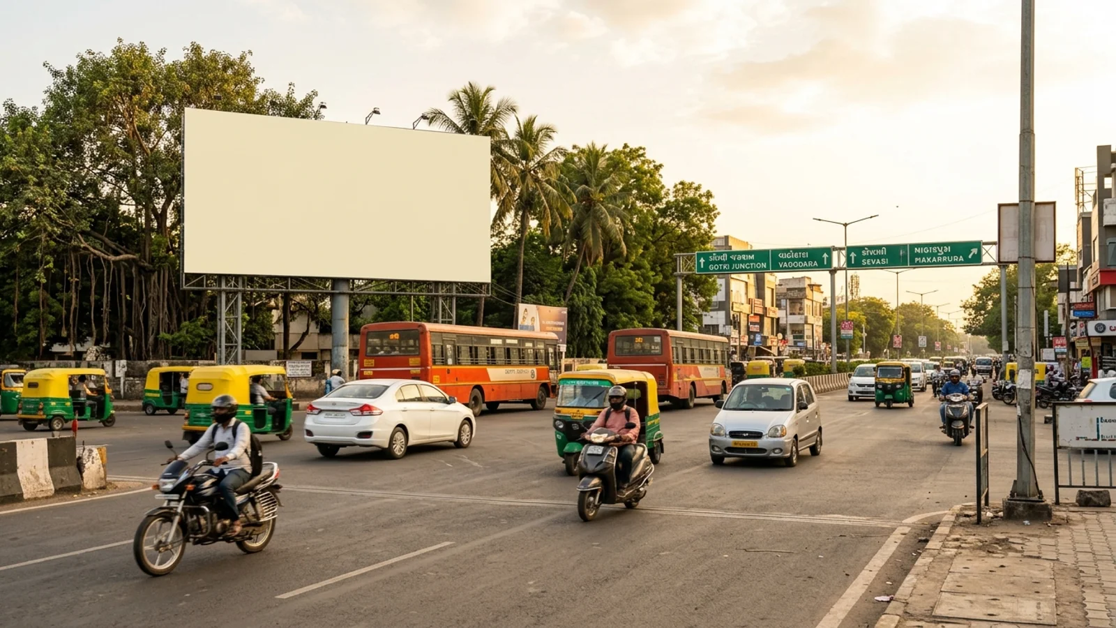 Hoarding at Akota, Vadodara — 20x20 ft front-lit outdoor advertising