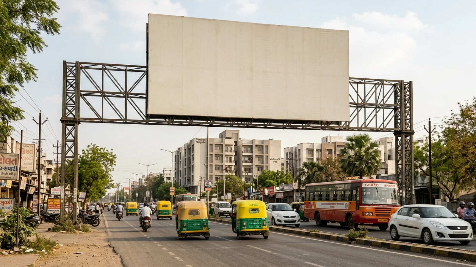 Hoarding at Alkapuri, Vadodara — 30x15 ft front-lit outdoor advertising