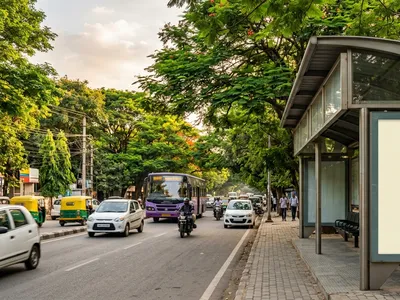 Bus Queue Shelter at Bus Shelter - Chamrajpet Bengaluru, 30975, Bangalore — outdoor advertising