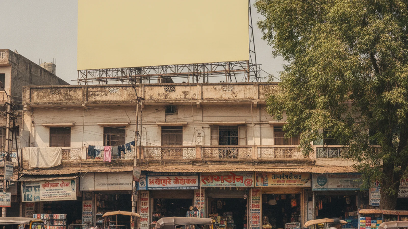 Hoarding at Kowdiar TVM, Hapur — 45x25 ft front-lit outdoor advertising