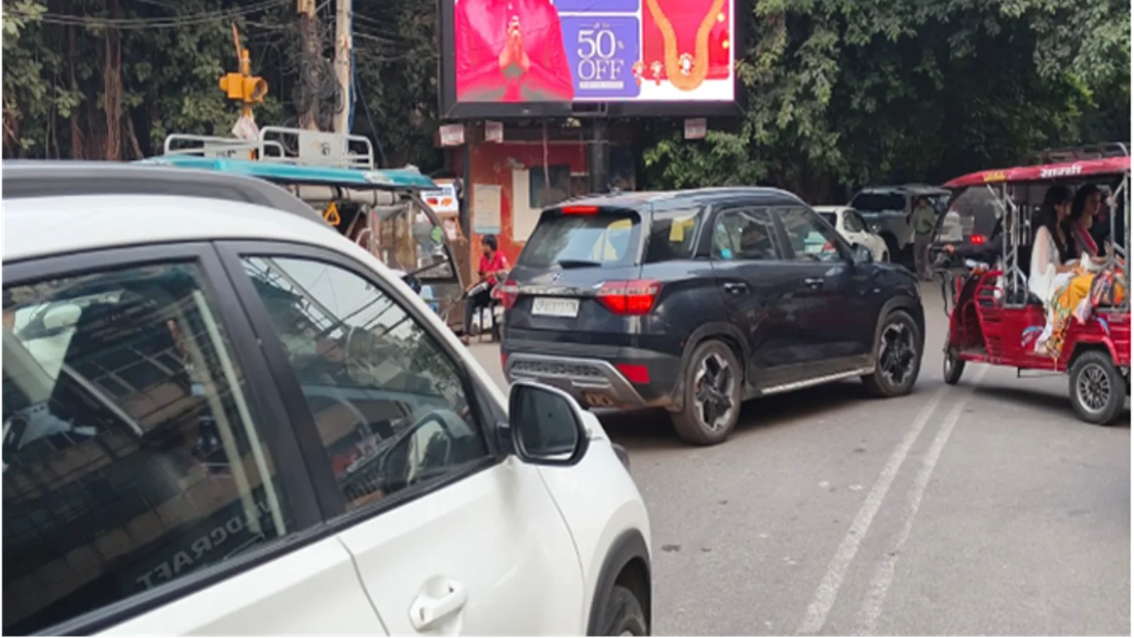 Hoarding at Shakarpur Khas, Delhi — 20x10 ft front-lit outdoor advertising