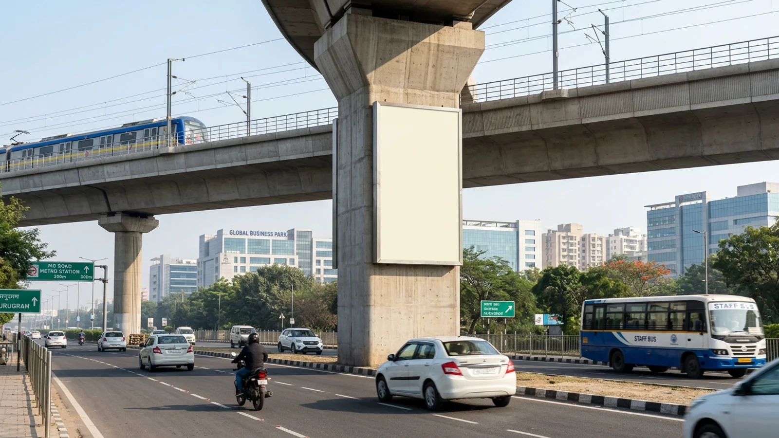 Bus Queue Shelter at Sector 47, Gurugram — back-lit outdoor advertising