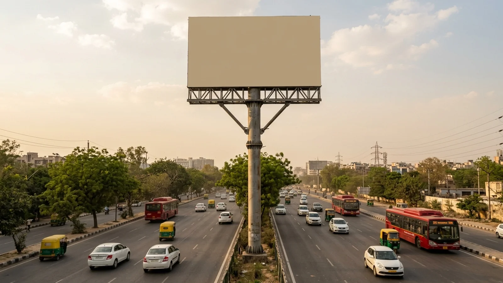 Hoarding at Mansarover Garden, Delhi — 20x10 ft front-lit outdoor advertising