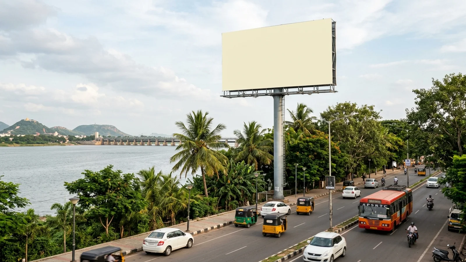 Hoarding at Governor Peta, Vijayawada — 30x25 ft back-lit outdoor advertising