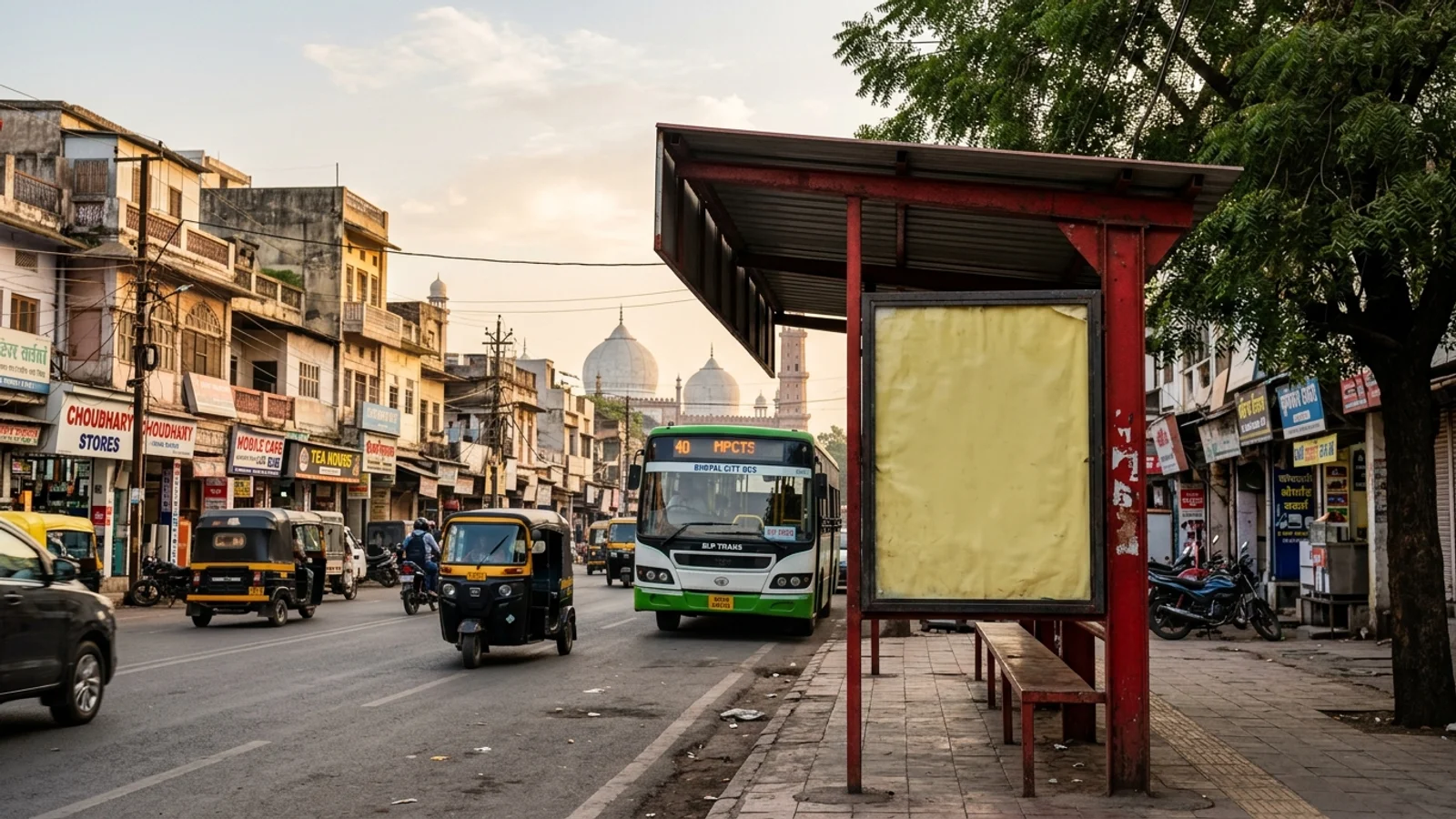Bus Queue Shelter at Chuna Bhatti,, Bhopal — back-lit outdoor advertising