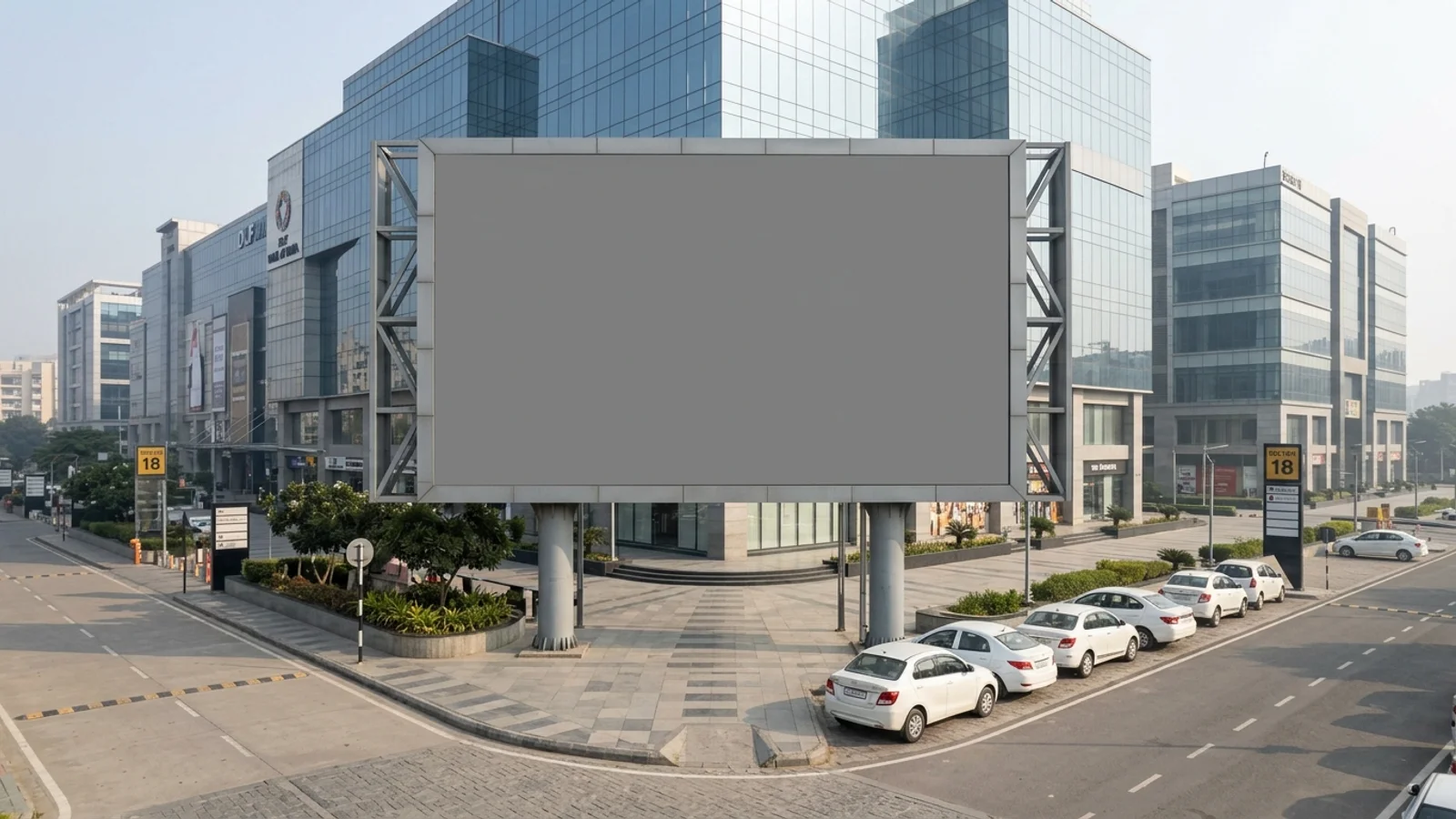 Gantry at Sector 16B, Noida — 62x15 ft front-lit outdoor advertising