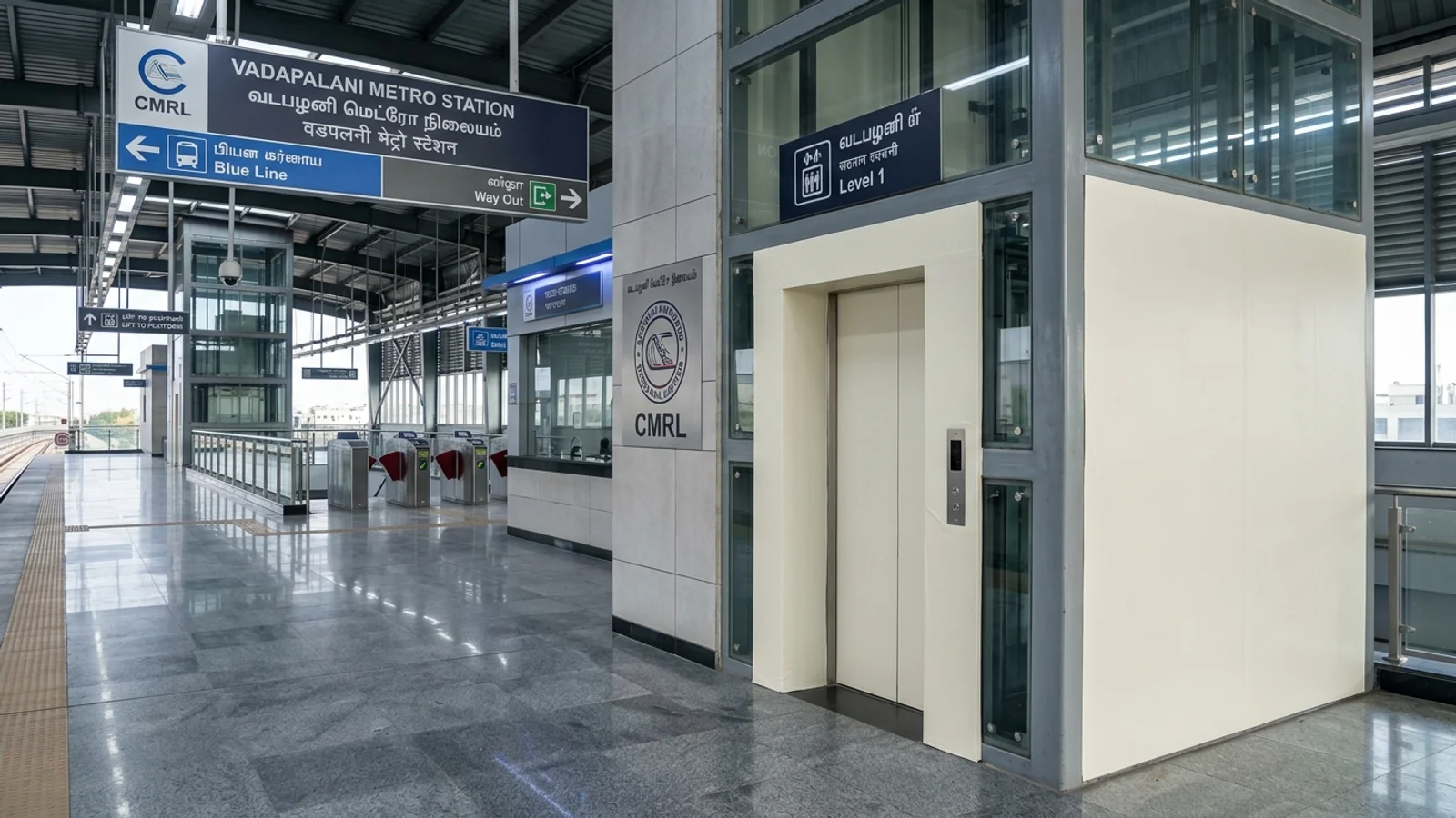 Metro Platform Screen Door at Platform Screen Door at Metro Station Saidapet, Chennai, Chennai — non-lit transit advertising
