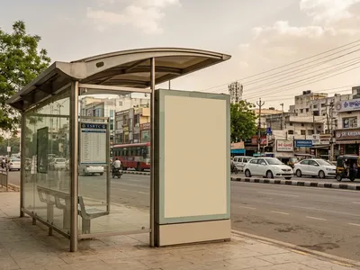 Bus Queue Shelter at Sanath Nagar, Hyderabad — outdoor advertising