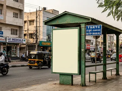 Bus Queue Shelter at Bus Shelter -, Kachiguda, Hyderabad, 60862, Hyderabad — outdoor advertising