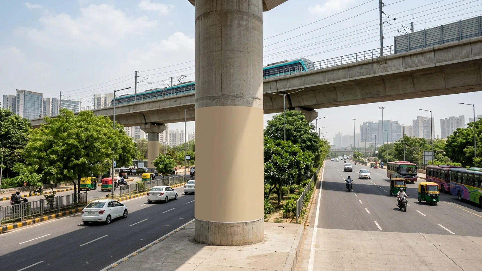 Metro Pillar in Noida — 4x8 ft back-lit outdoor advertising