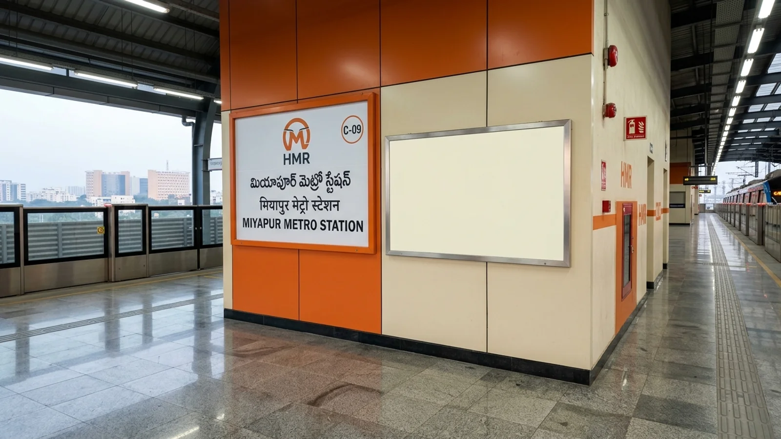 Metro Signage at Signage at Metro Station Stadium Hyderabad, Hyderabad — non-lit transit advertising