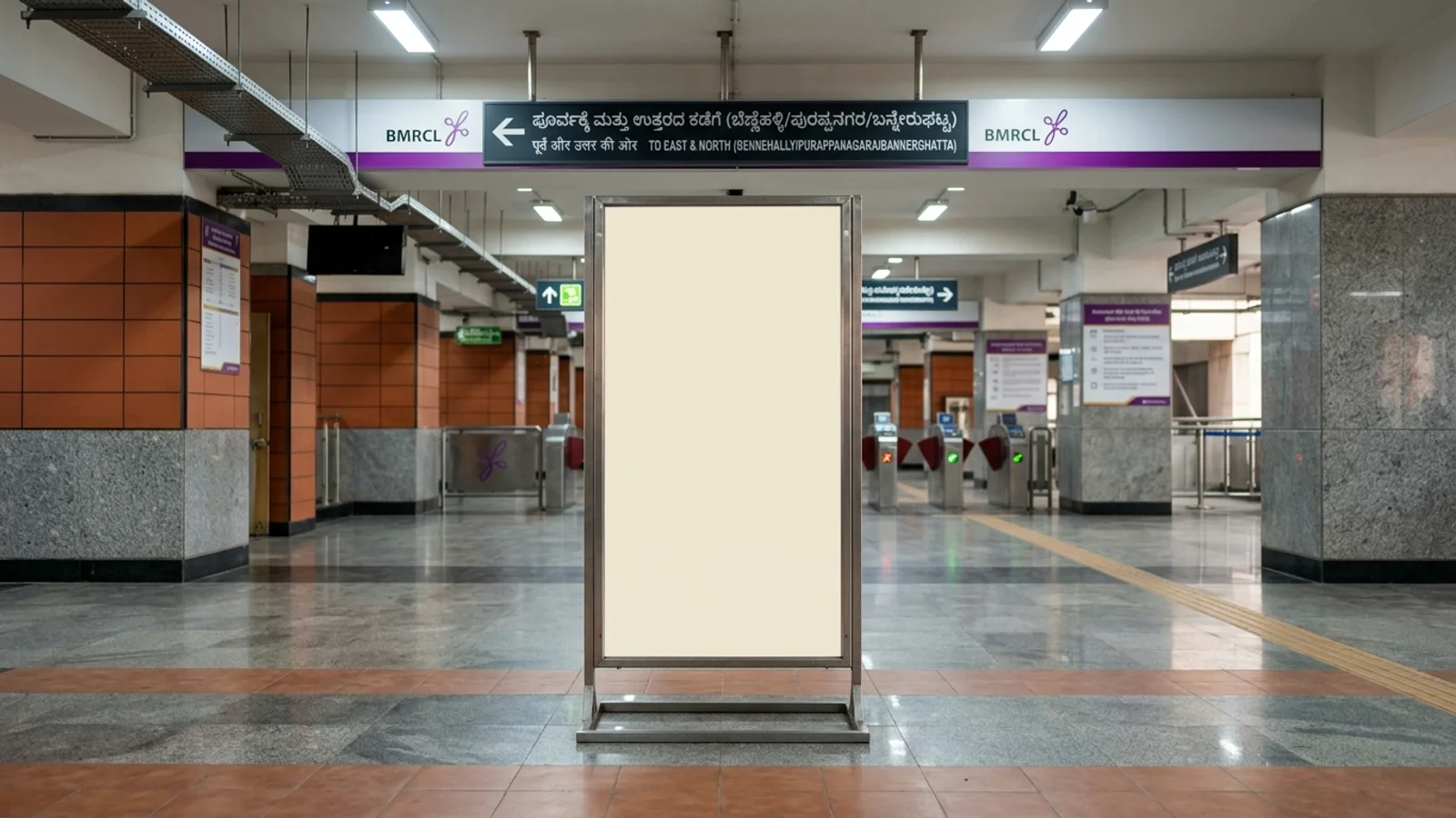 Metro Standee at Standee at Metro Station Trinity, Bangalore, Bangalore — non-lit transit advertising